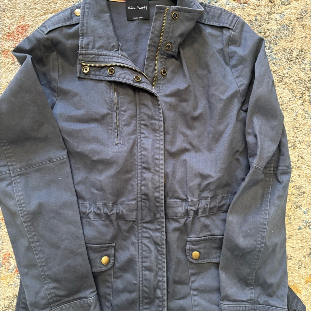 Women's Blue Utility Jacket with synched waist